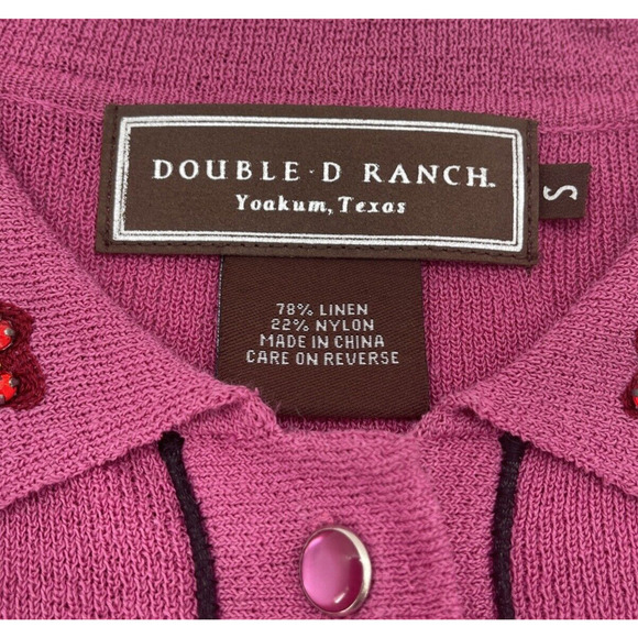 Double D Ranch Sweater Blazer Womens Small Pink Embroidered Jeweled‎ - Picture 3 of 7